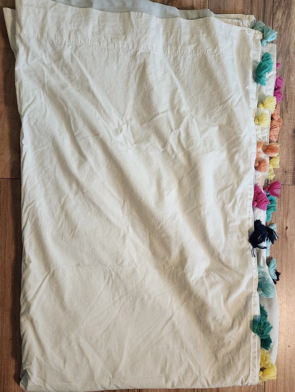 Pottery Barn Teens Blackout White Tasseled Girls Curtains 2 panels 52